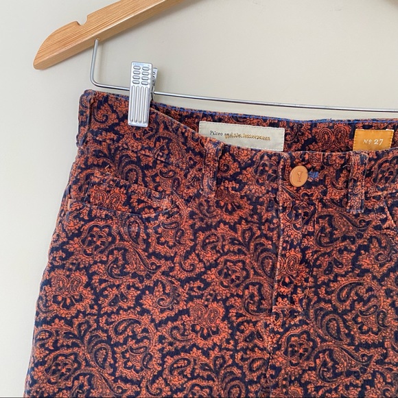 PILCRO AND THE LETTERPRESS Navy Orange Serif Corduroy Pants Paisley - Picture 4 of 13
